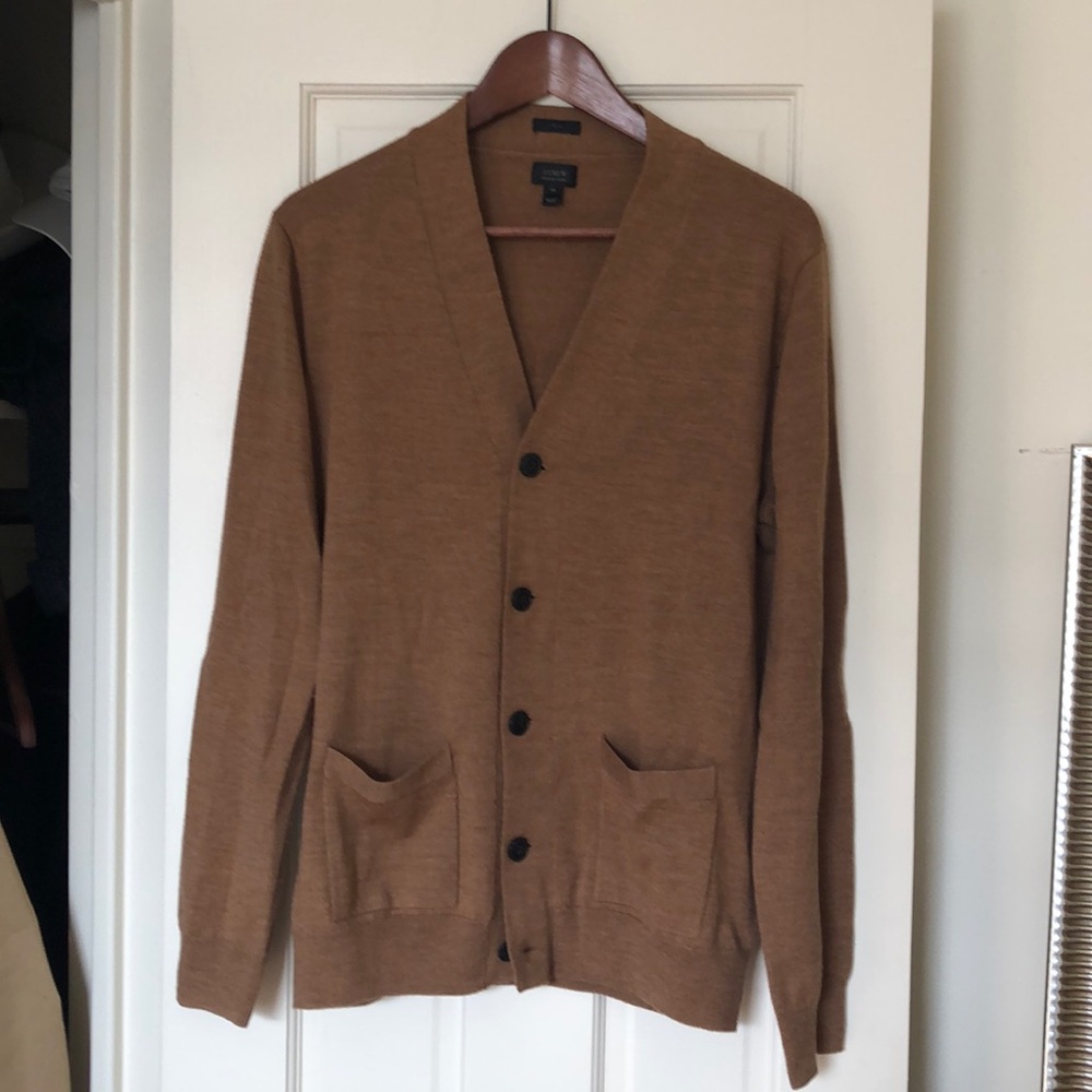 J Crew merino wool cardigan in heather camel